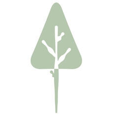 Flat Tree Green Environment Nature Monotone Collection Set