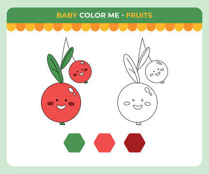 Coloring book for children, fruits_cherry, spring children game
