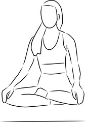 Yoga workout, vector. Sketch. Woman in yoga pose.
