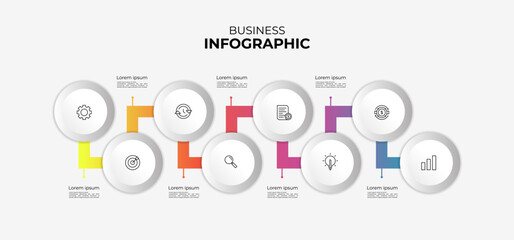 Vector infographic label template with icons. 6 options or steps. Infographic for business concept. Can be used for info graphics, flowcharts, presentations, websites, banners, and more