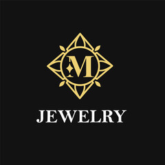 M Letter with Sparkle and Diamond Icon for Jewelry Ring, Necklace, Accessories Retail, Store Business Workshop Logo Template