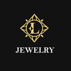 L Letter with Sparkle and Diamond Icon for Jewelry Ring, Necklace, Accessories Retail, Store Business Workshop Logo Template