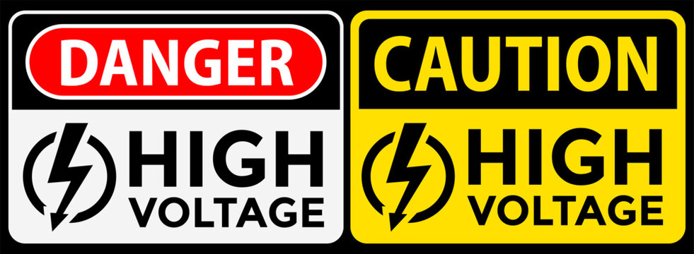 high voltage sign, danger and caution sign, vector illustration 