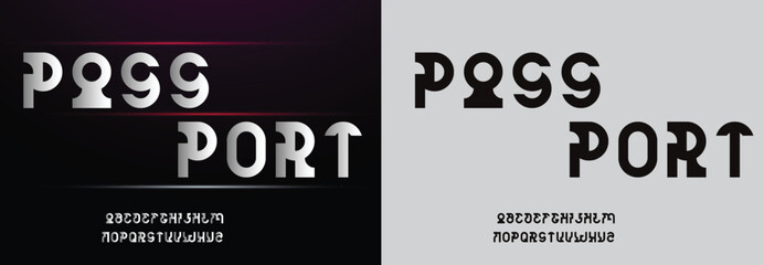 Passport, Modern Sport Fonts. Typeface Tech style fonts for technology, digital, movie, logo design. Alphabet Collections	
