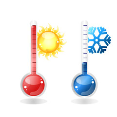 thermometer gradient icons warm and cold