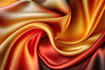 Fototapeta na wymiar Orange yellow silk satin abstract background (AI generated)