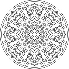 Rounded Floral pattern coloring page for adults