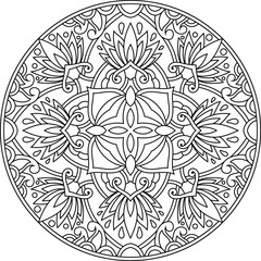 Circle Mandana coloring page book for adults