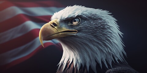 Eagle portrait on american flag
