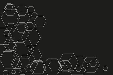 background image hexagons on black background in different sizes