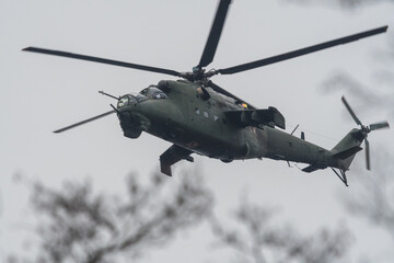 military helicopter in action