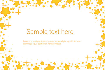 Baby Shower card design for girls with abstract watercolor yellow orange and sparkling stars.