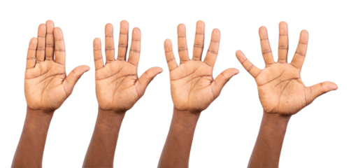 Hands up isolated on white or transparent background	
