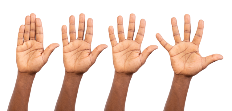 Hands up isolated on white or transparent background	