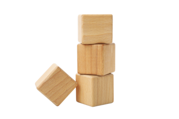 Blank wooden cubes for different concepts, isolated on white background