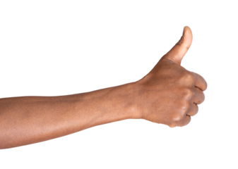 Thumbs up gesture isolated on white or transparent background