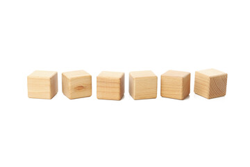 Blank wooden cubes for different concepts, isolated on white background - obrazy, fototapety, plakaty