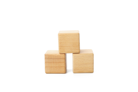 Blank wooden cubes for different concepts, isolated on white background