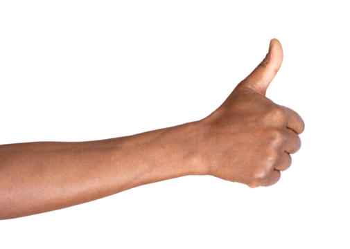 Thumbs up gesture isolated on white or transparent background