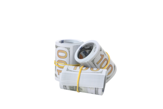 Rolls of Dollar bills isolated on white background