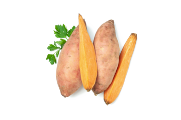 Concept of vegetables, sweet potato, isolated on white background