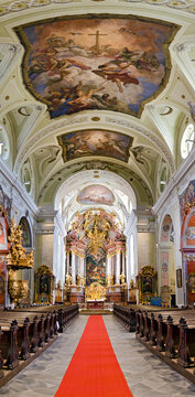interior of the basilica of the Wachau, parish church Saint Veit, at Krems on the river Danube, Austria