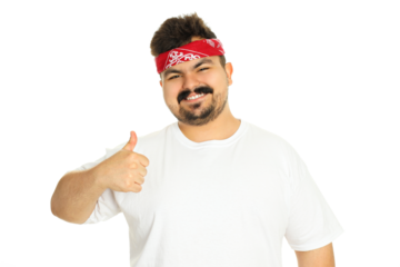 Concept of people, young fat man isolated on white background