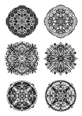 A set of handdrawn decorative mandalas
