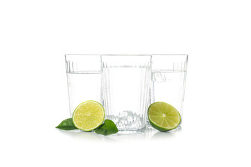 Concept of thirst and freshness, fresh water, isolated on white background