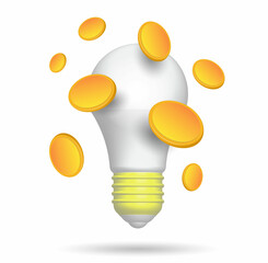 Economic and investment growth. The light bulb as an idea of increasing prosperity in business and economy.