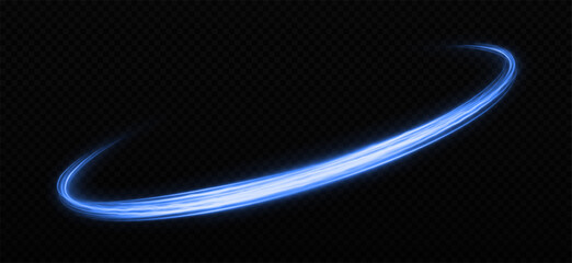 Shiny lines with sparkles. Magic blue comet light trail with glitter particles. Space wavy lines twinkle on transparent background.  - obrazy, fototapety, plakaty