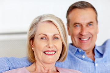 Retired mature woman and man together having a good time. Closeup portrait of a retired mature woman and man together having a good time.