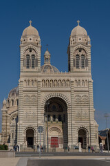Fototapeta na wymiar The main facade of the Marseille Cathedral