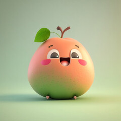Fototapeta premium Cute 3D Cartoon Character of Smiling Guava Fruit generative ai