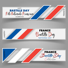 Celebration of Bastille day, France National day, Web banners