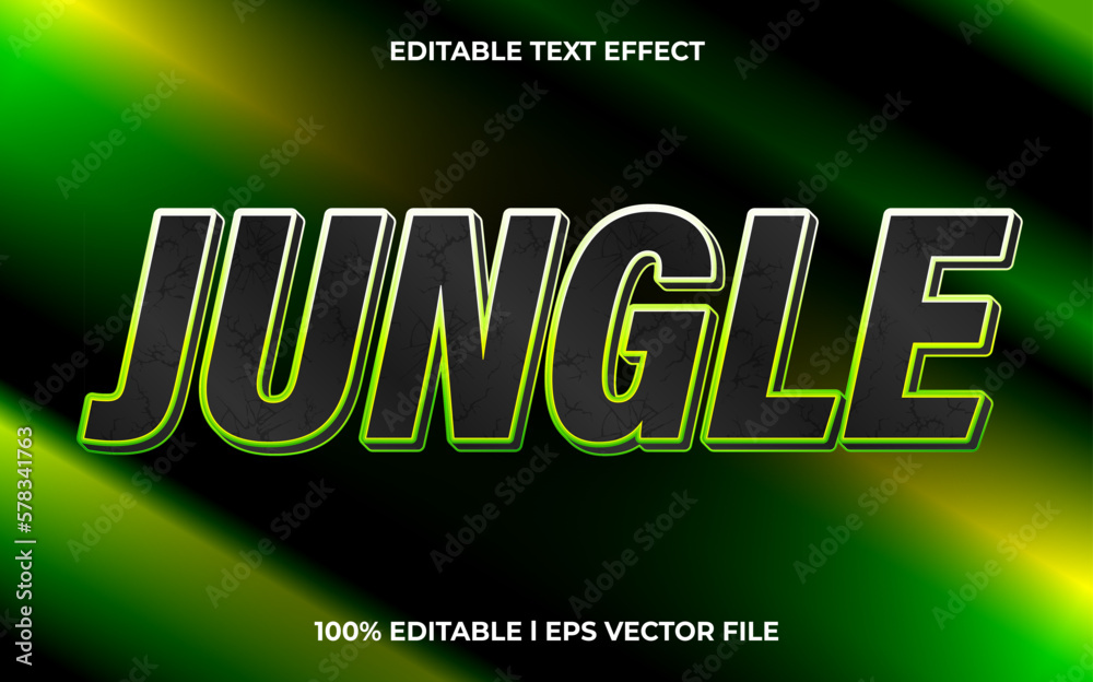 Poster jungle 3d text effect and editable text, template 3d style use for game tittle