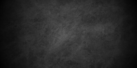 Dark black stone wall grunge textured concrete background. Panorama dark grey black stone slate background or texture. Vector black grunge wall concrete texture. Stone wall background.