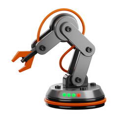Premium robotic technology industrial arm icon 3d rendering on isolated background