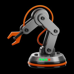 Premium robotic technology industrial arm icon 3d rendering on isolated background