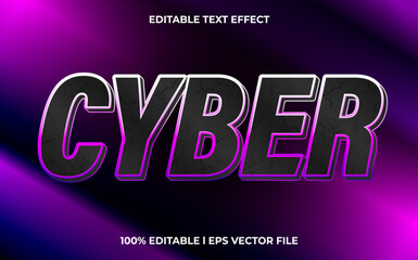 Cyber 3d text effect and editable text, template 3d style use for game tittle