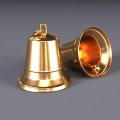 Obraz na płótnie Canvas two golden bells, 3d render
