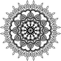 Mandala round ornament. Simple outline illustraion.