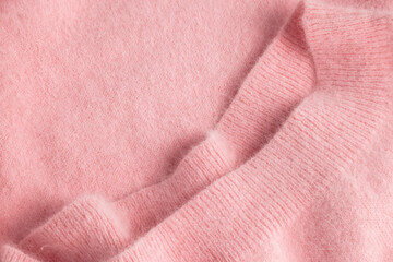 Close up of soft pink angora cloth, textile detail in pastel colors