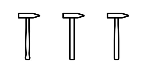 Hammer icon set. Vector sign in simple style isolated on white background.