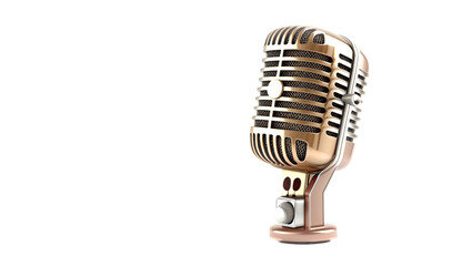 Fototapeta premium Professional ''retro'' microphone isolated on white background. Generative AI