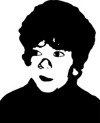 Little and curly baby face stencil. Vector art.