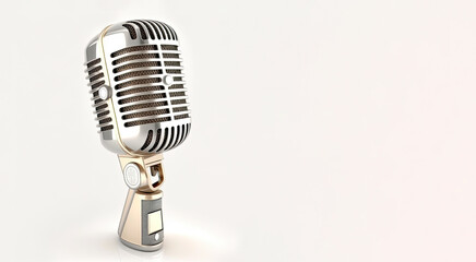 Fototapeta premium Professional ''retro'' microphone isolated on white background. Generative AI