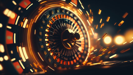 Exploding casino roulette wheel concept - Selective Focus