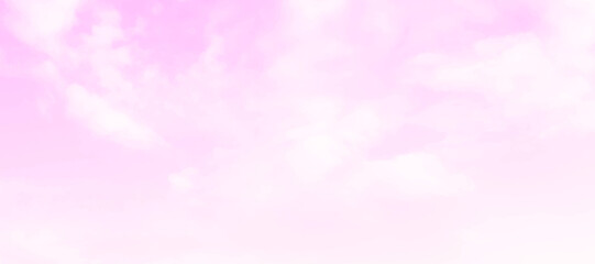Pink sky background with white clouds. Clouds and bright pink sky