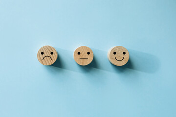 Customer service evaluation and satisfaction survey concepts, evaluation, Increase rating. Happy...